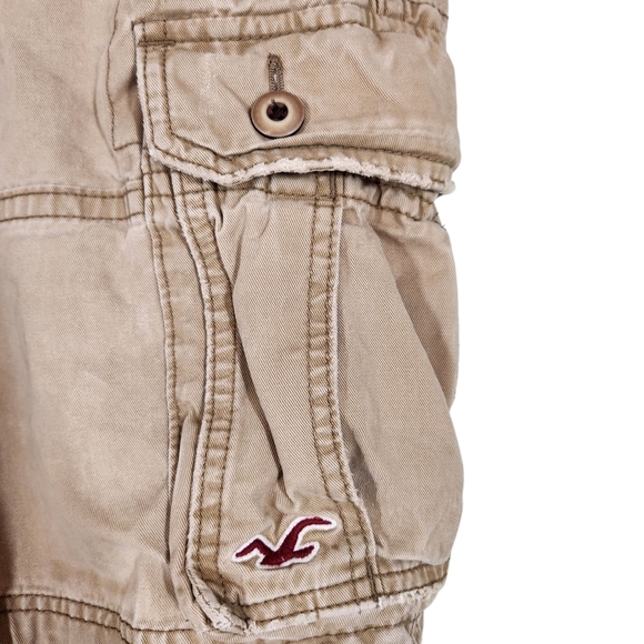 Hollister Vintage Y2k Shorts Khaki Cargo Surf Skate, Sz 32 - Picture 3 of 7